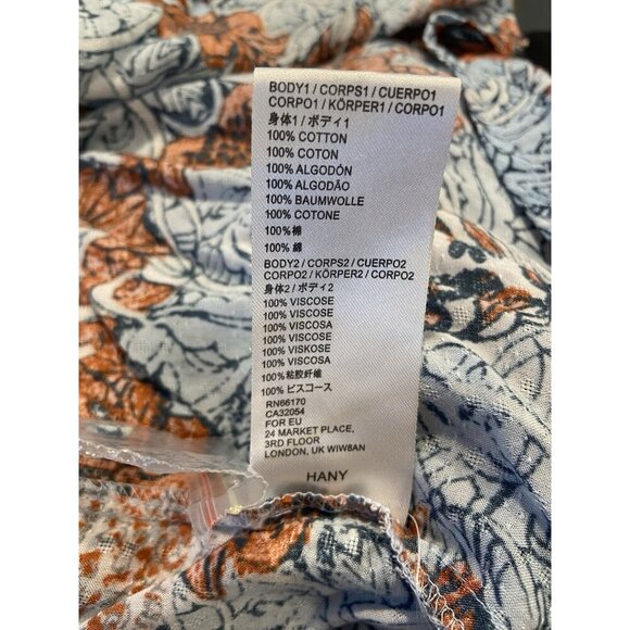 Anthropologie Seen Worn Rest Blouse Shirt Blue Orange Embroidery Medium M - Picture 5 of 5